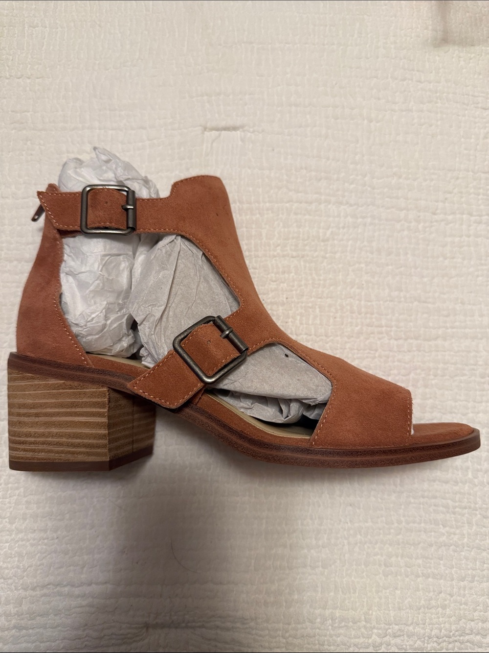Sole Society Tonni Rust Suede Block Heel Sandal